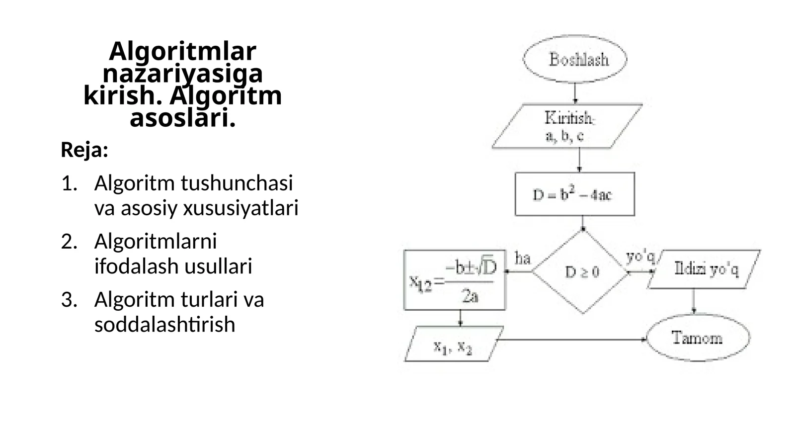 Algoritmlar nazariyasiga kirish.Algoritmasoslari