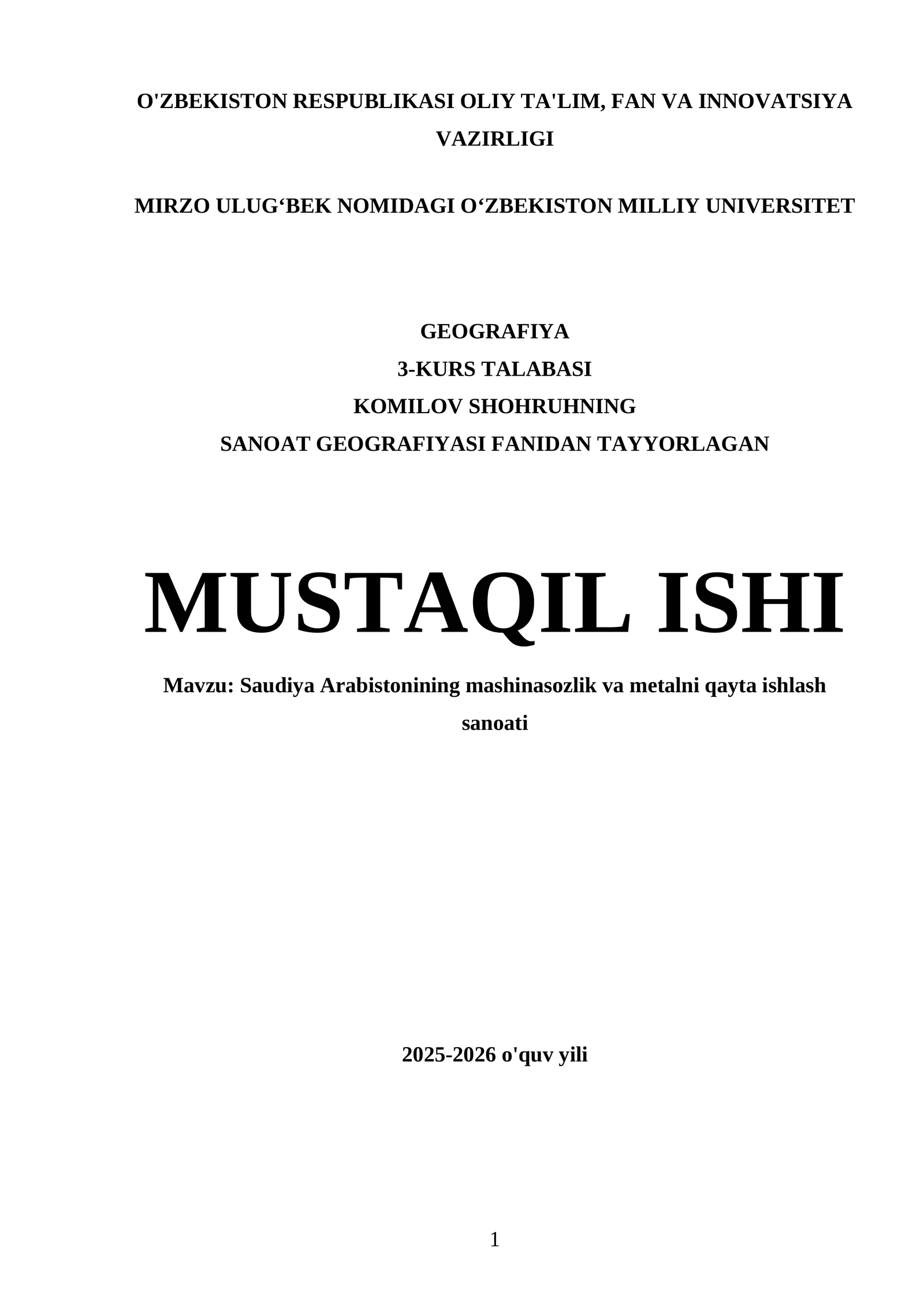 Saudiya Arabistonining mashinasozlik va metalni qayta ishlash sanoati