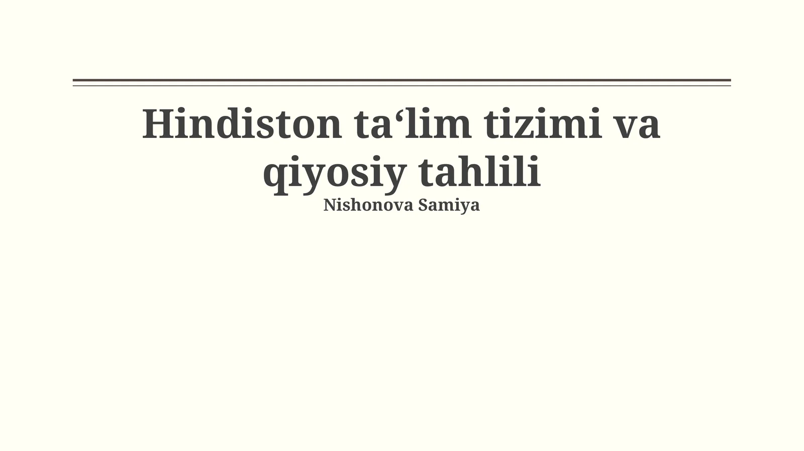 Hindiston ta‘lim tizimi va qiyosiy tahlili