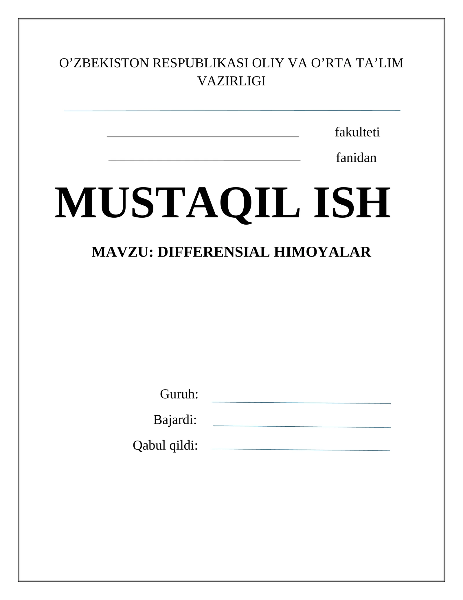 DIFFERENSIAL HIMOYALAR