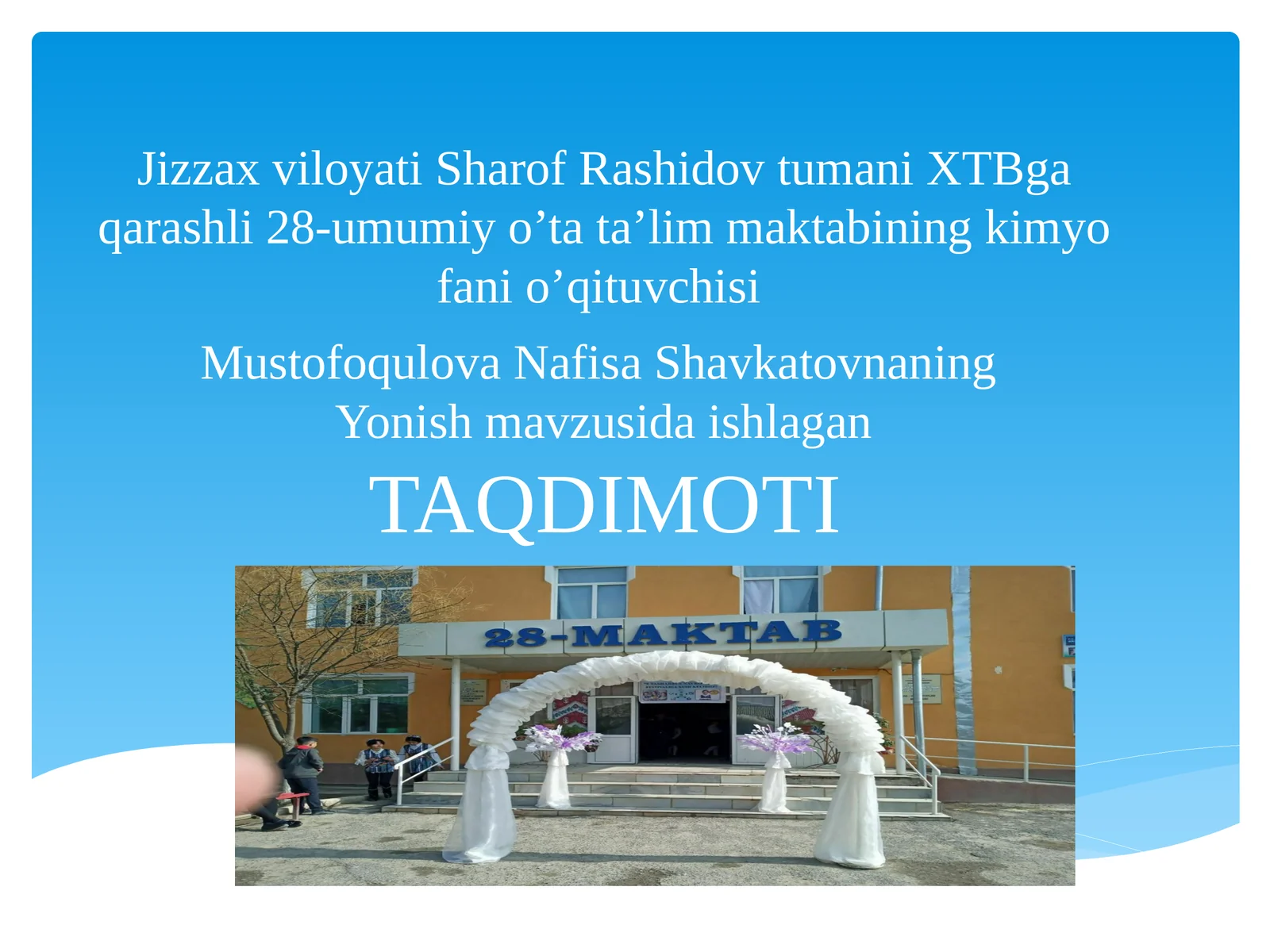 7-sinf Kimyo fanidan Yonish mavzusida ochiq dars taqdimoti