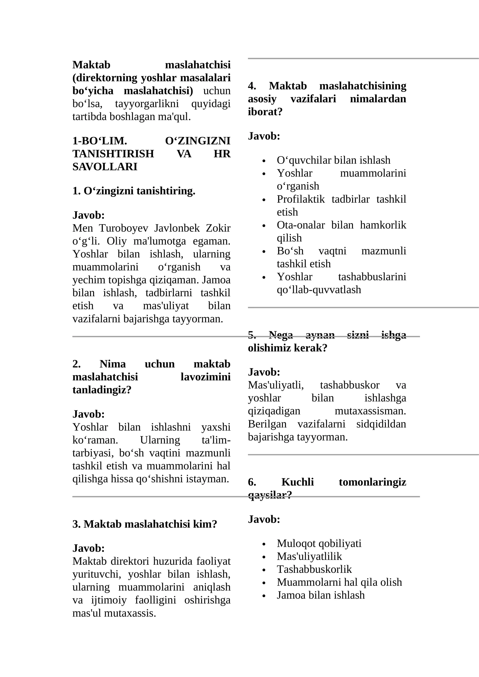 Maktab maslahatchisi (direktorning yoshlar masalalari bo‘yicha maslahatchisi)