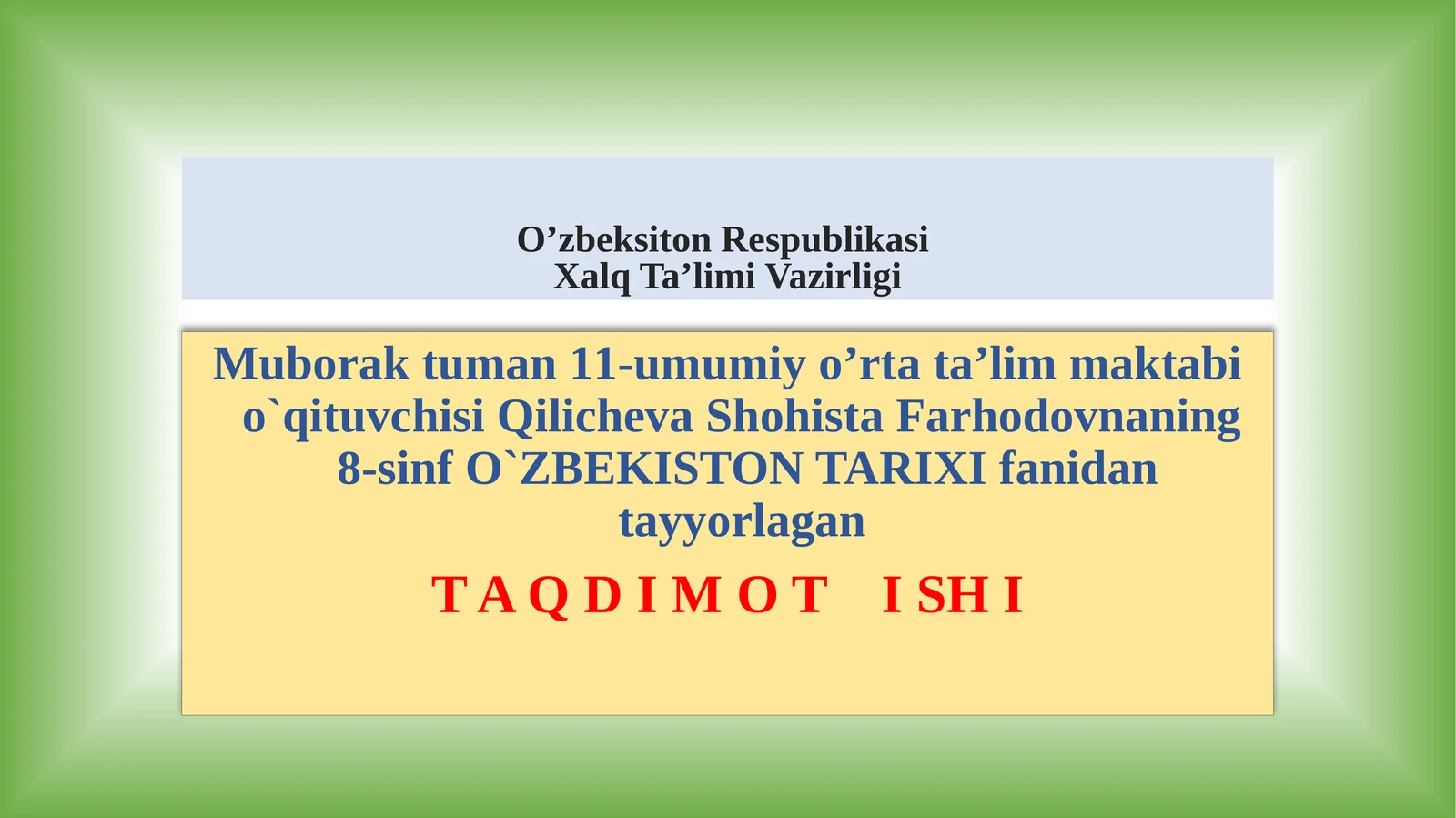 8-sinf O'zbekiston tarixi Qo'qon xonligida madaniy hayot ochiq dars ishlanma