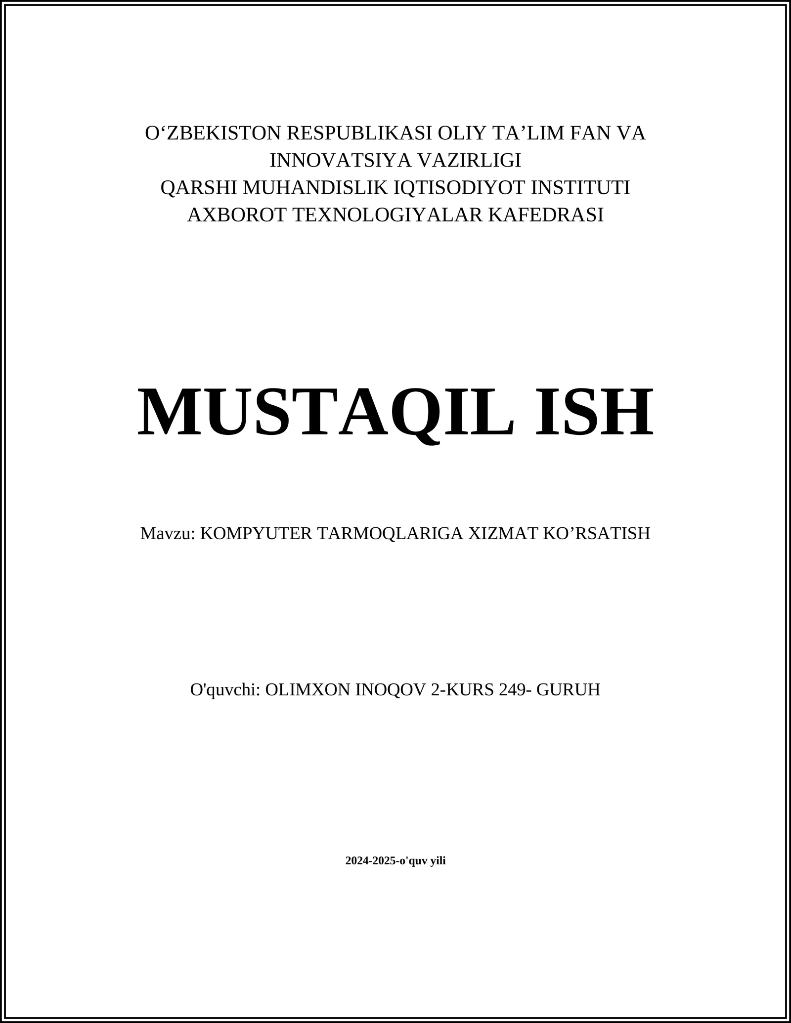 Tarmoqlarni loyihalash