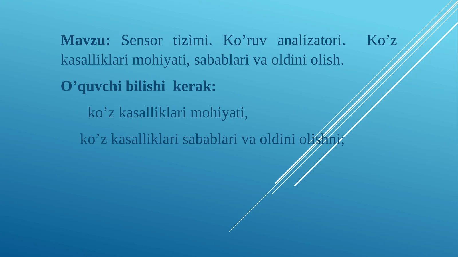 Ko'z kasalliklari. Glaukoma