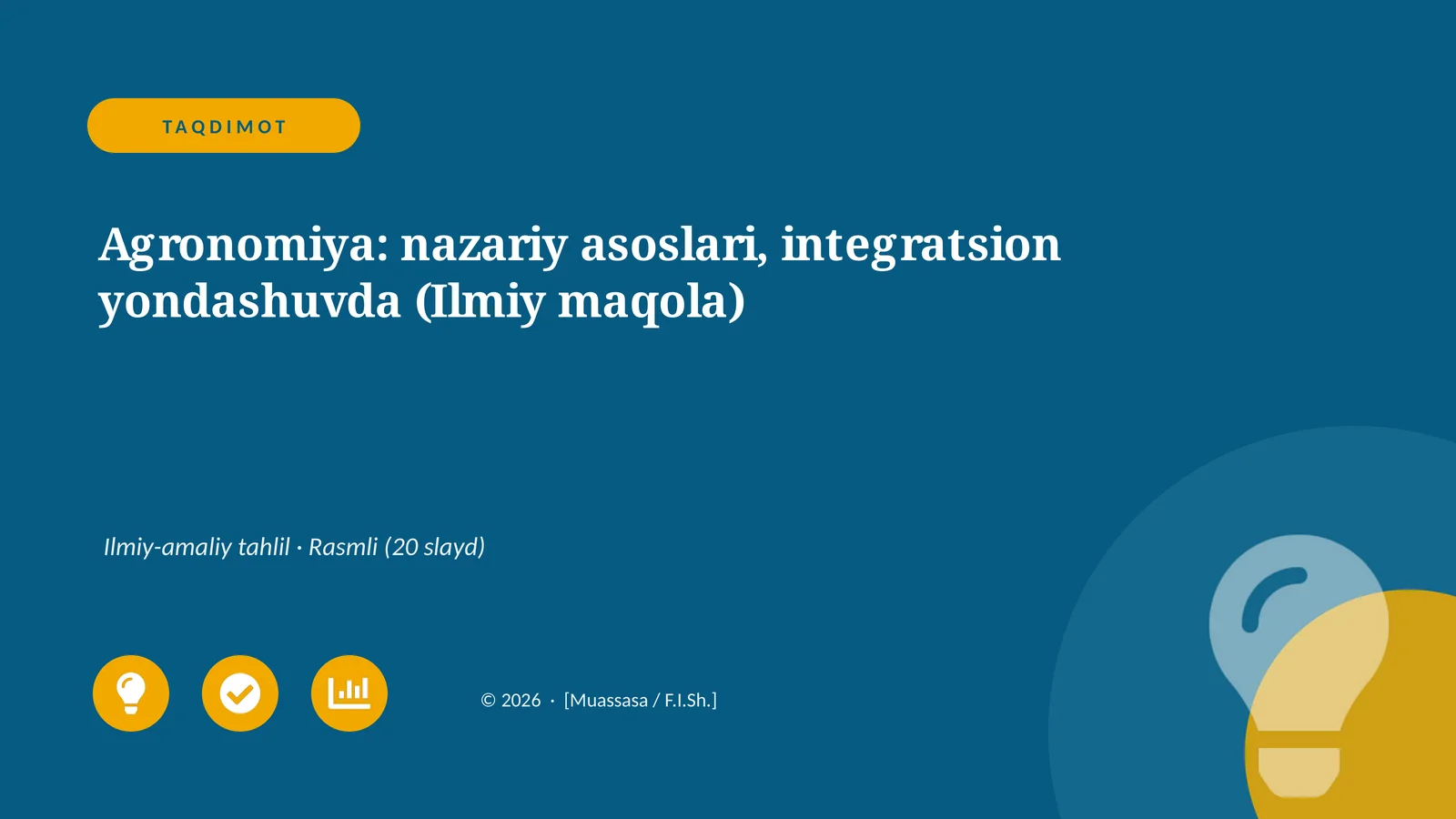 Agronomiya: nazariy asoslari, integratsion yondashuvda (Ilmiy maqola)