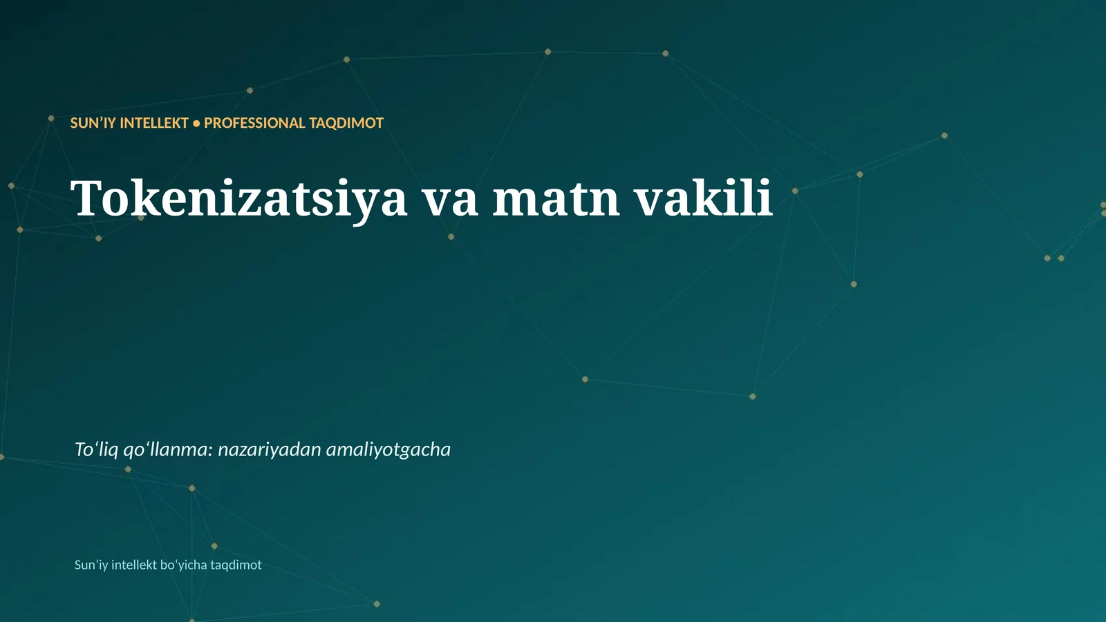 Tokenizatsiya va matn vakili