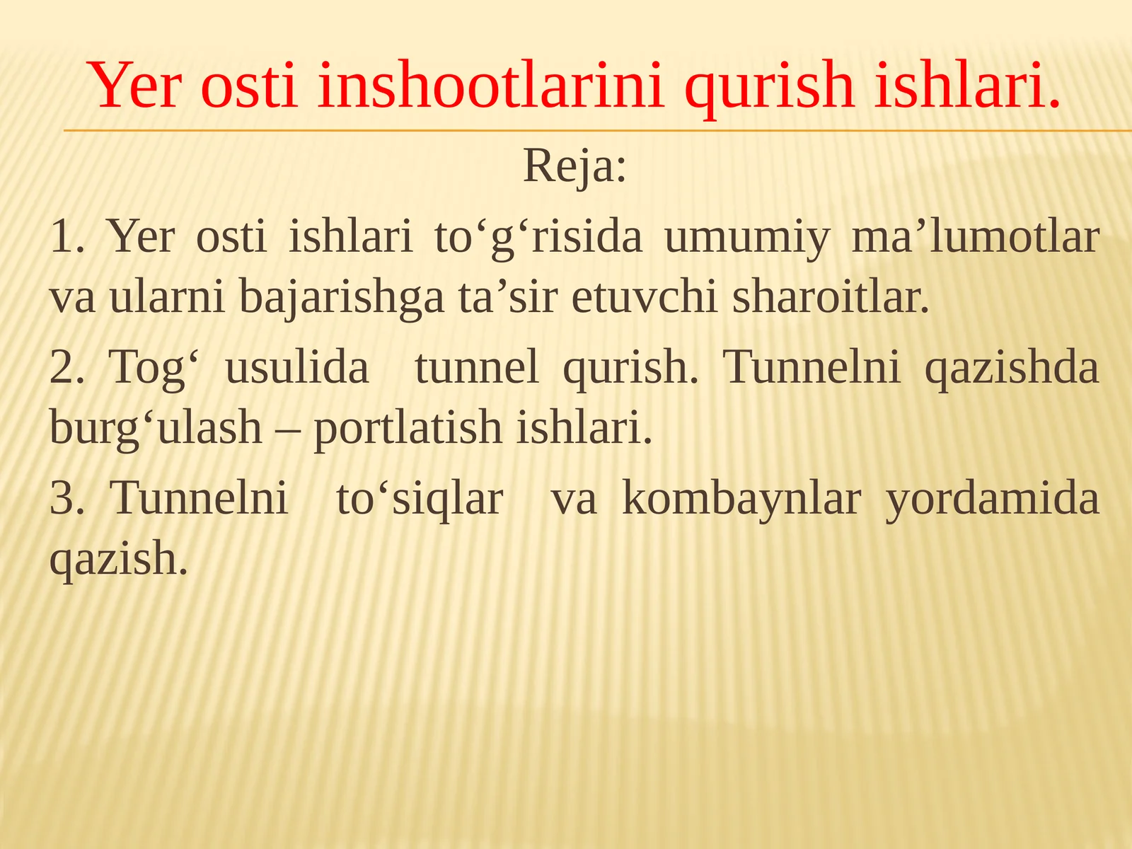 Yerosti inshootlarini qurish ishlari