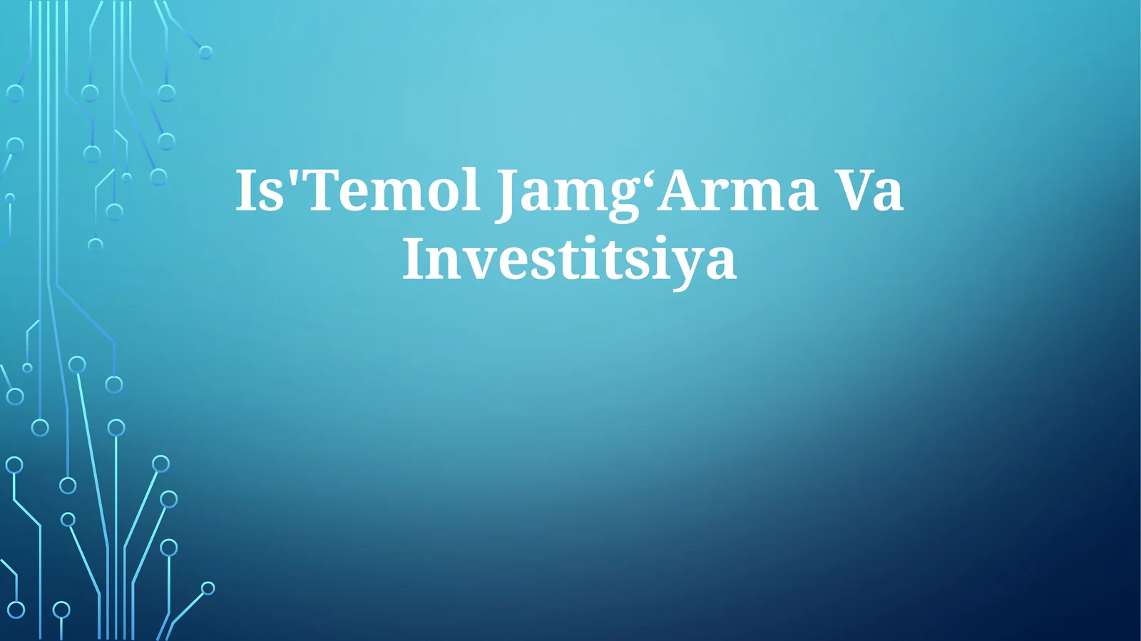 Is'Temol JamgʻArma Va Investitsiya