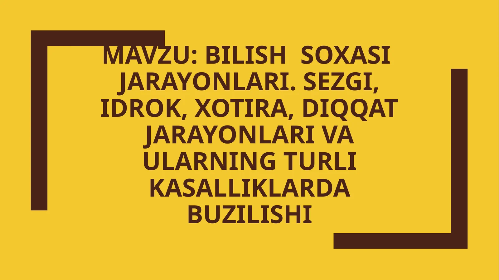 Bilishsoxasijarayonlari.Sezgi,idrok,xotira,diqqatjarayonlarivaularningturlikasalliklardabuzilishi