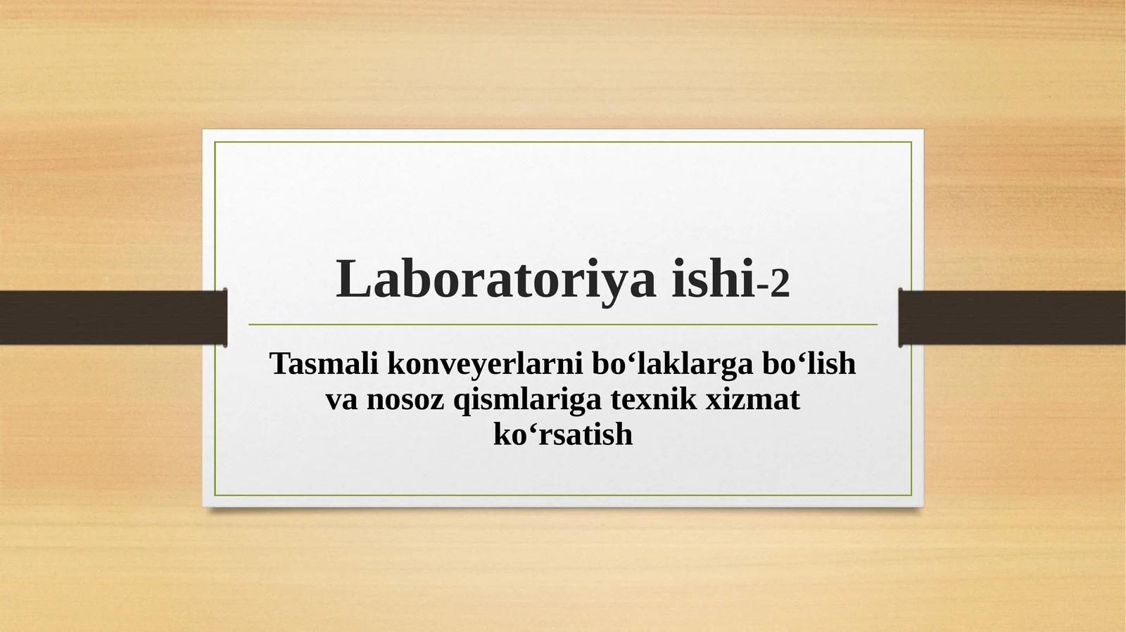 Tasmali konveyerlarni bo‘laklarga bo‘lish va nosoz qismlariga texnik xizmat ko‘rsatish