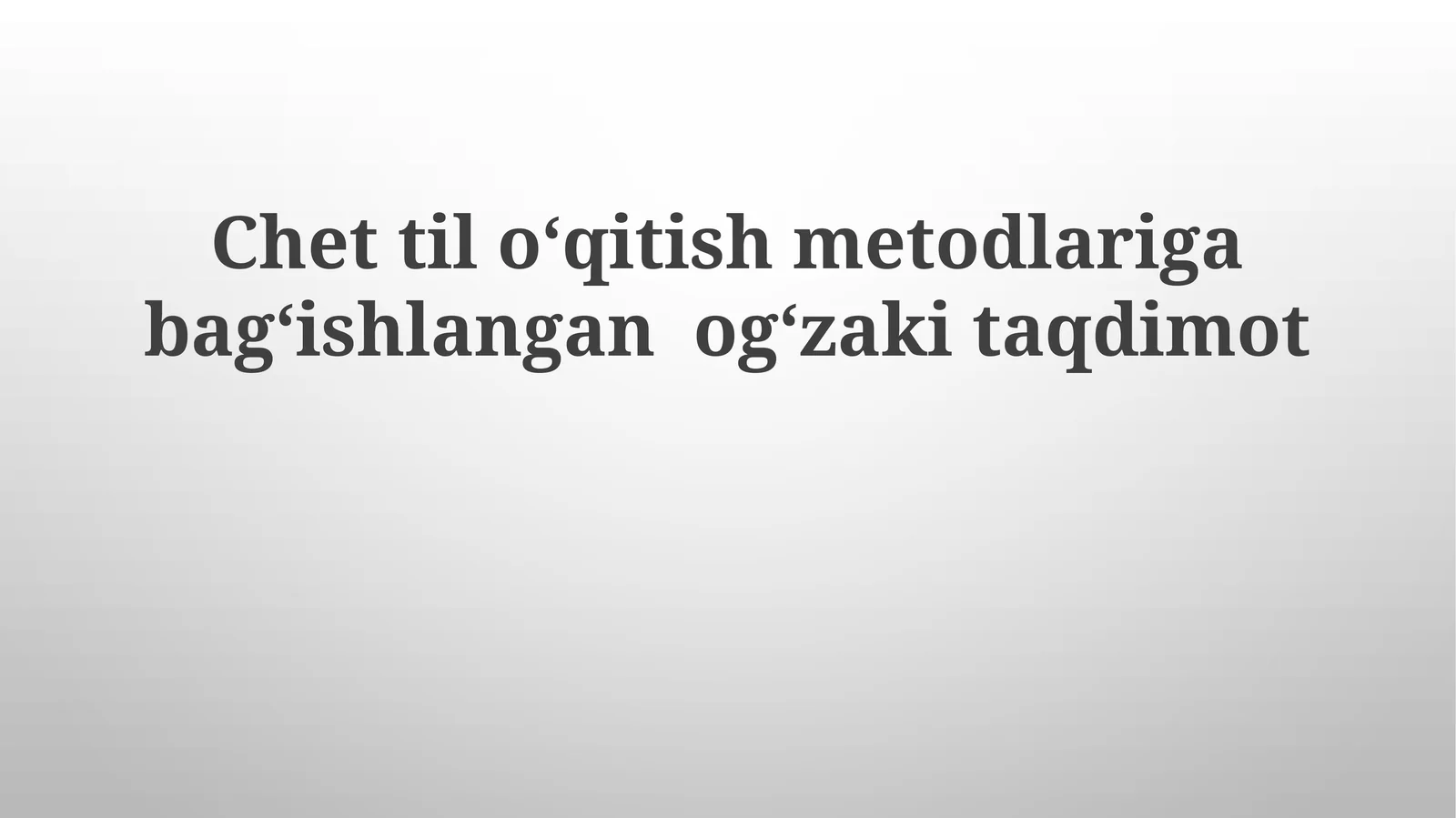 O'g'zaki taqdimot