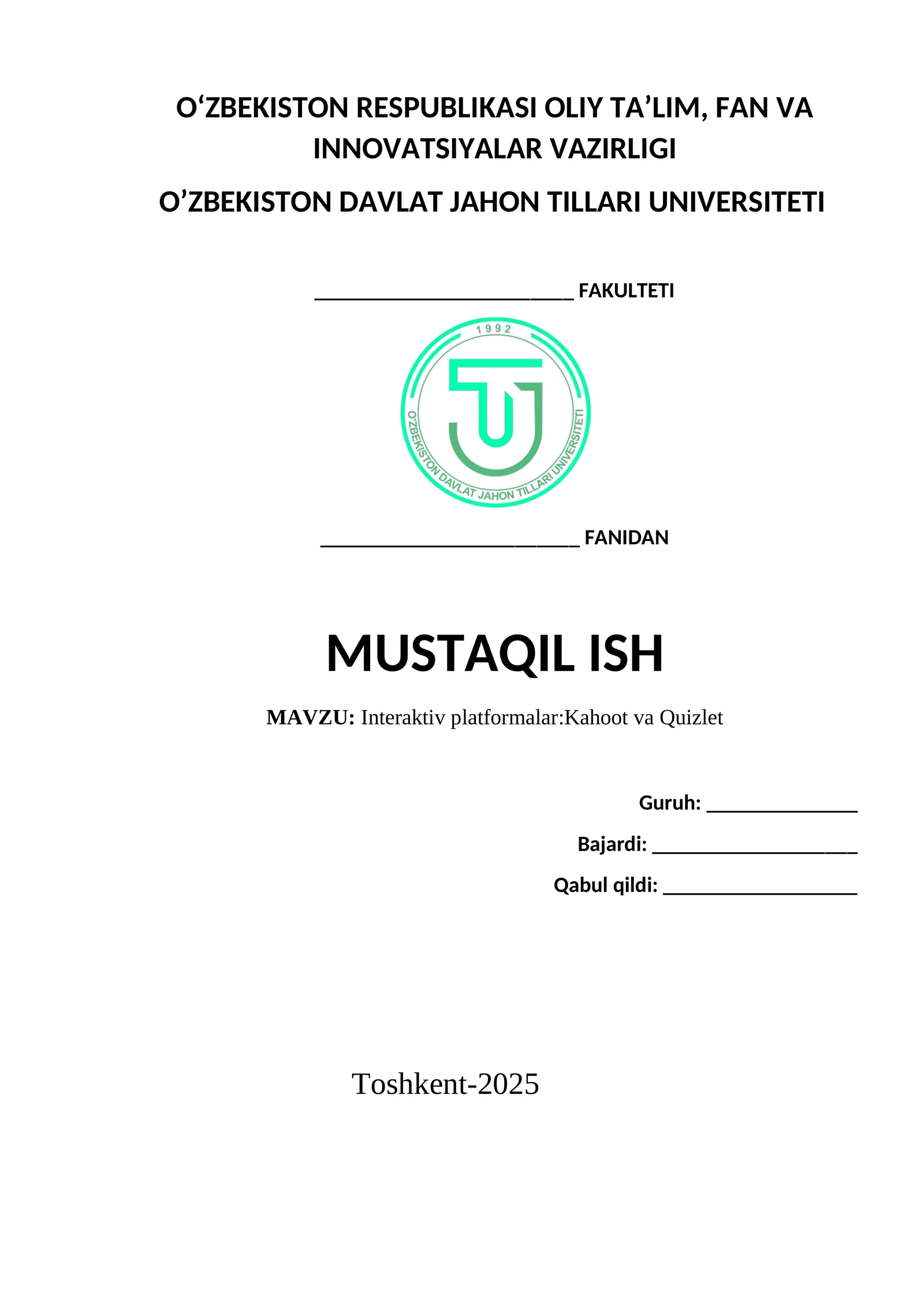 Interaktiv platformalar:Kahoot va Quizlet