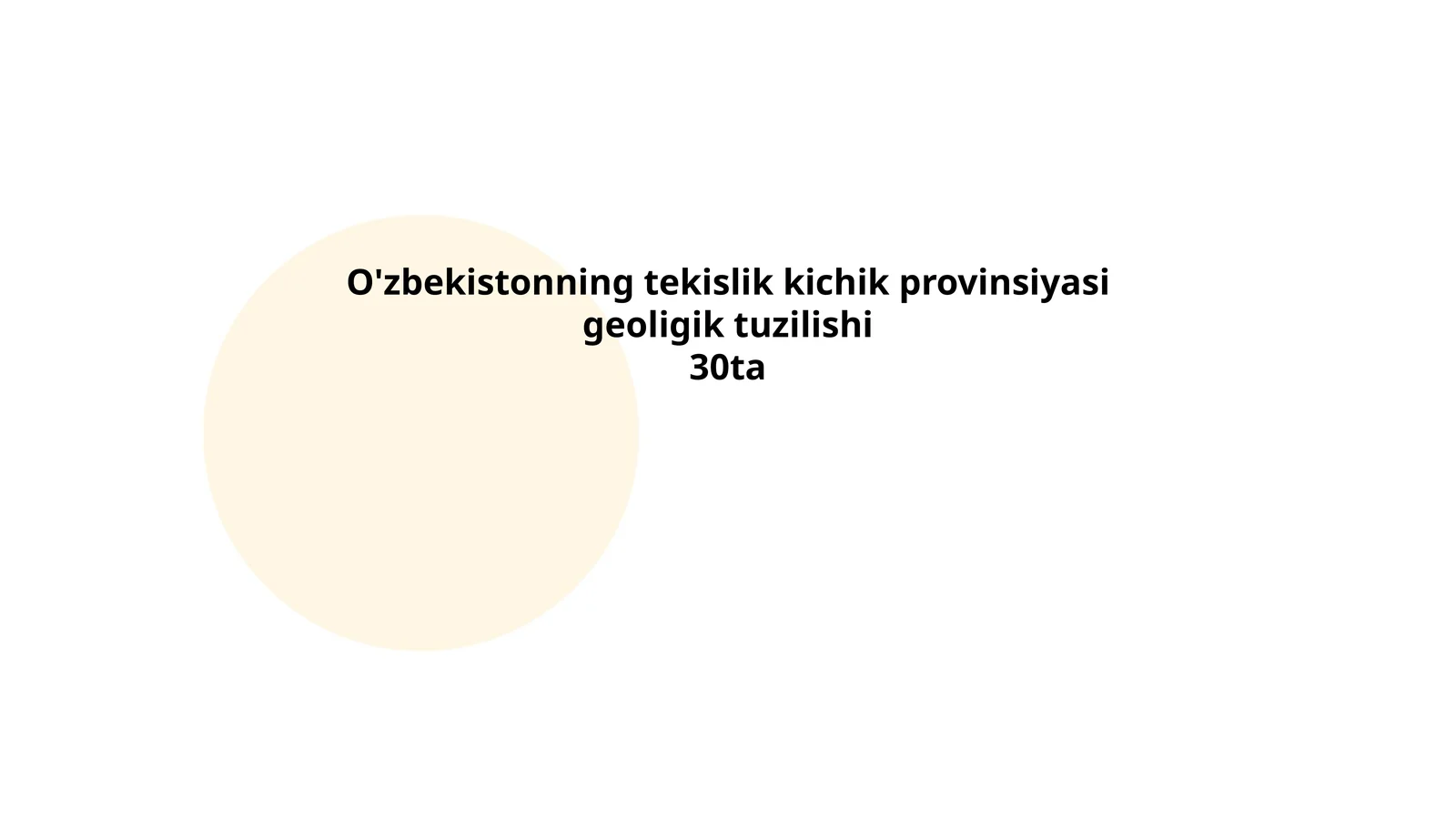 O'zbekistonning tekislik kichik provinsiyasi geoligik tuzilishi