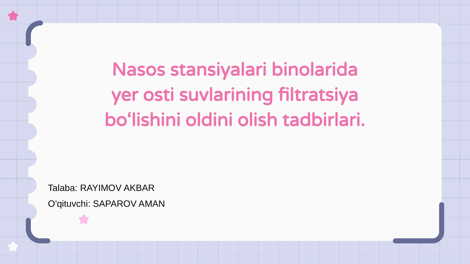 Nasos stansiyalari binolarida yer osti suvlarining filtratsiya bo‘lishini oldini olish tadbirlari