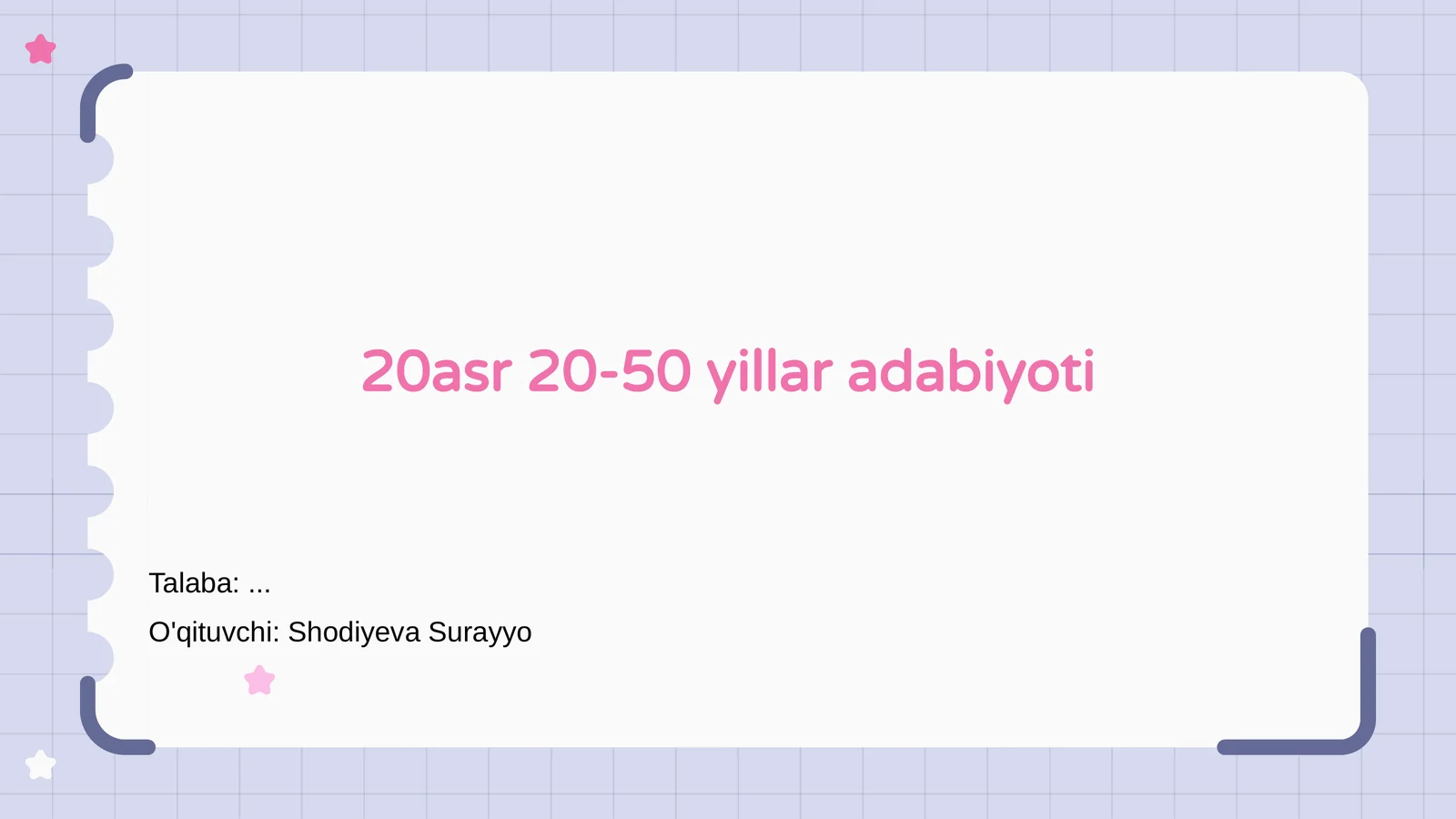 20asr 20-50 yillar adabiyoti