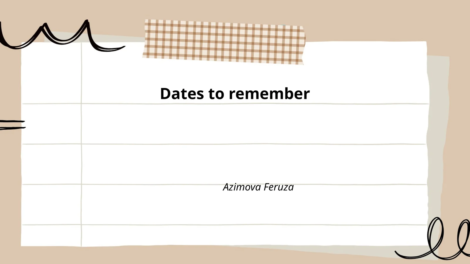 Dates to remember