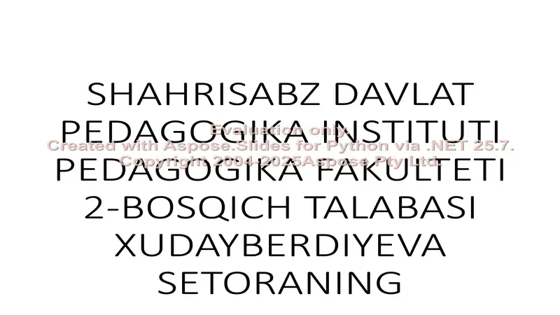 XUDAYBERDIYEVA SETORANING