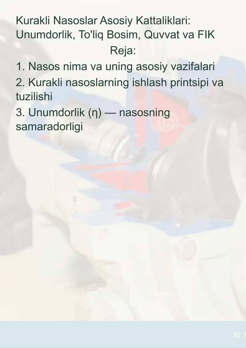 Kurakli Nasoslar Asosiy Kattaliklari