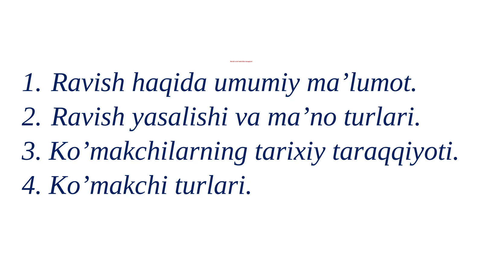 Ravishvako’makchilartaraqqiyoti