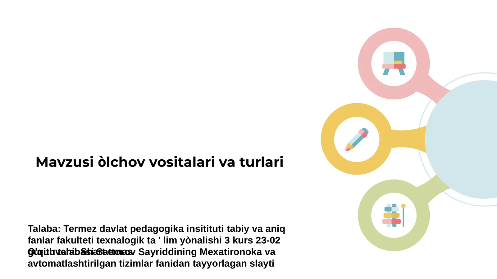 Òlchov vositalari va turlari