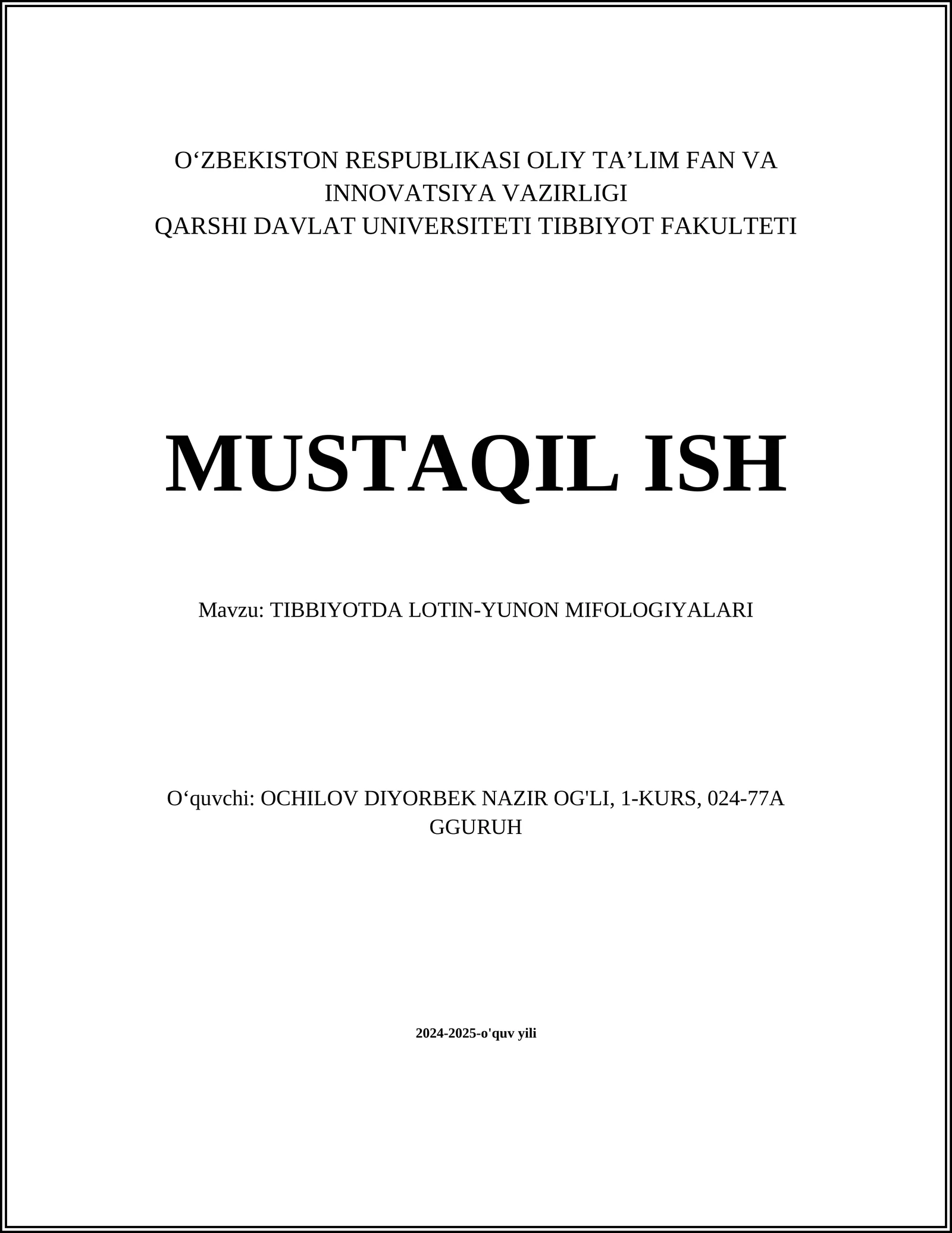 TIBBIYOTDA LOTIN-YUNON MIFOLOGIYALARI