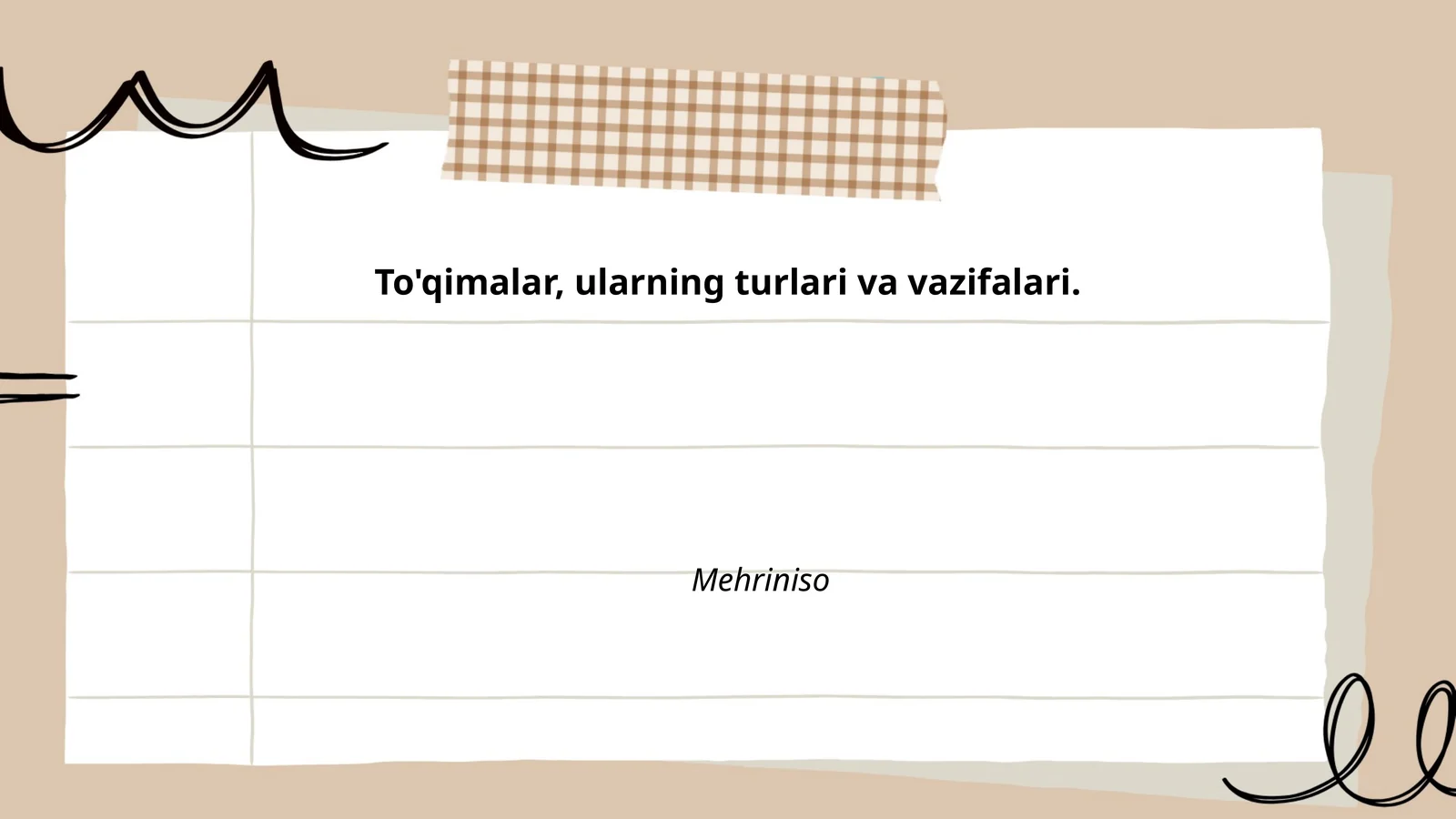 To'qimalar, ularning turlari va vazifalari