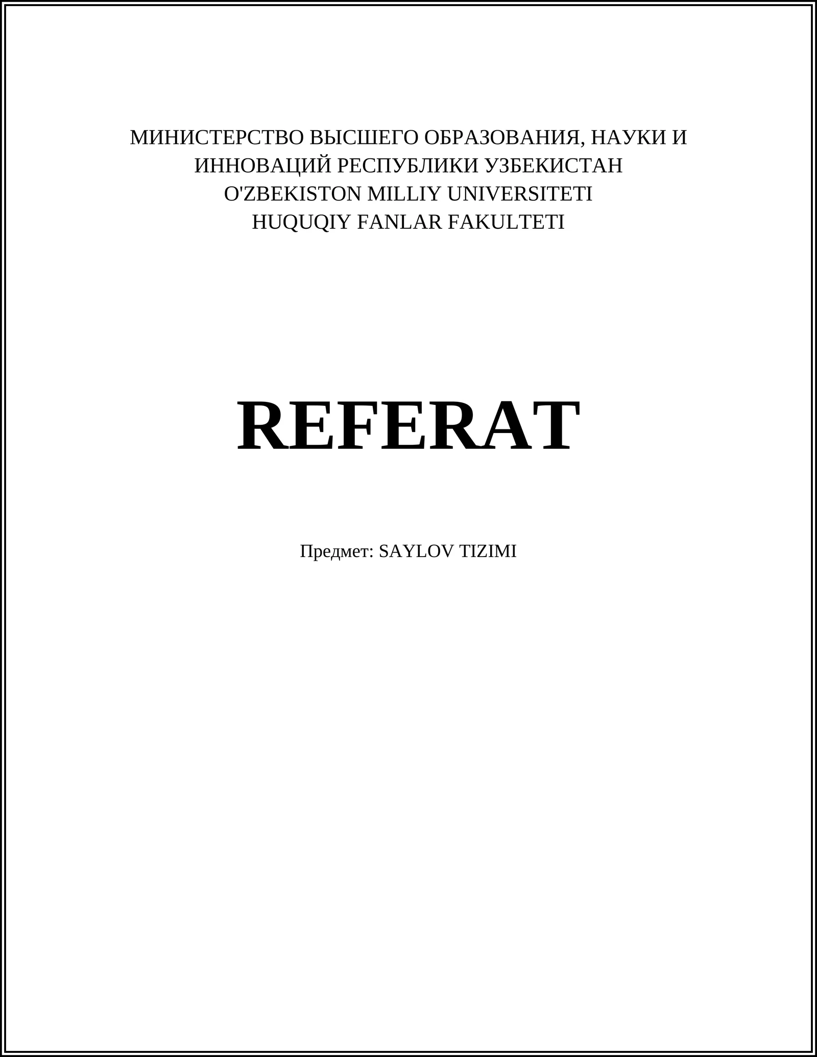 SAYLOV TIZIMI