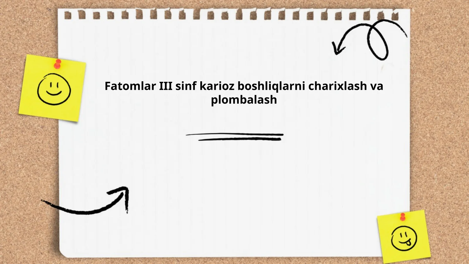 Fatomlar III sinf karioz boshliqlarni charixlash va plombalash