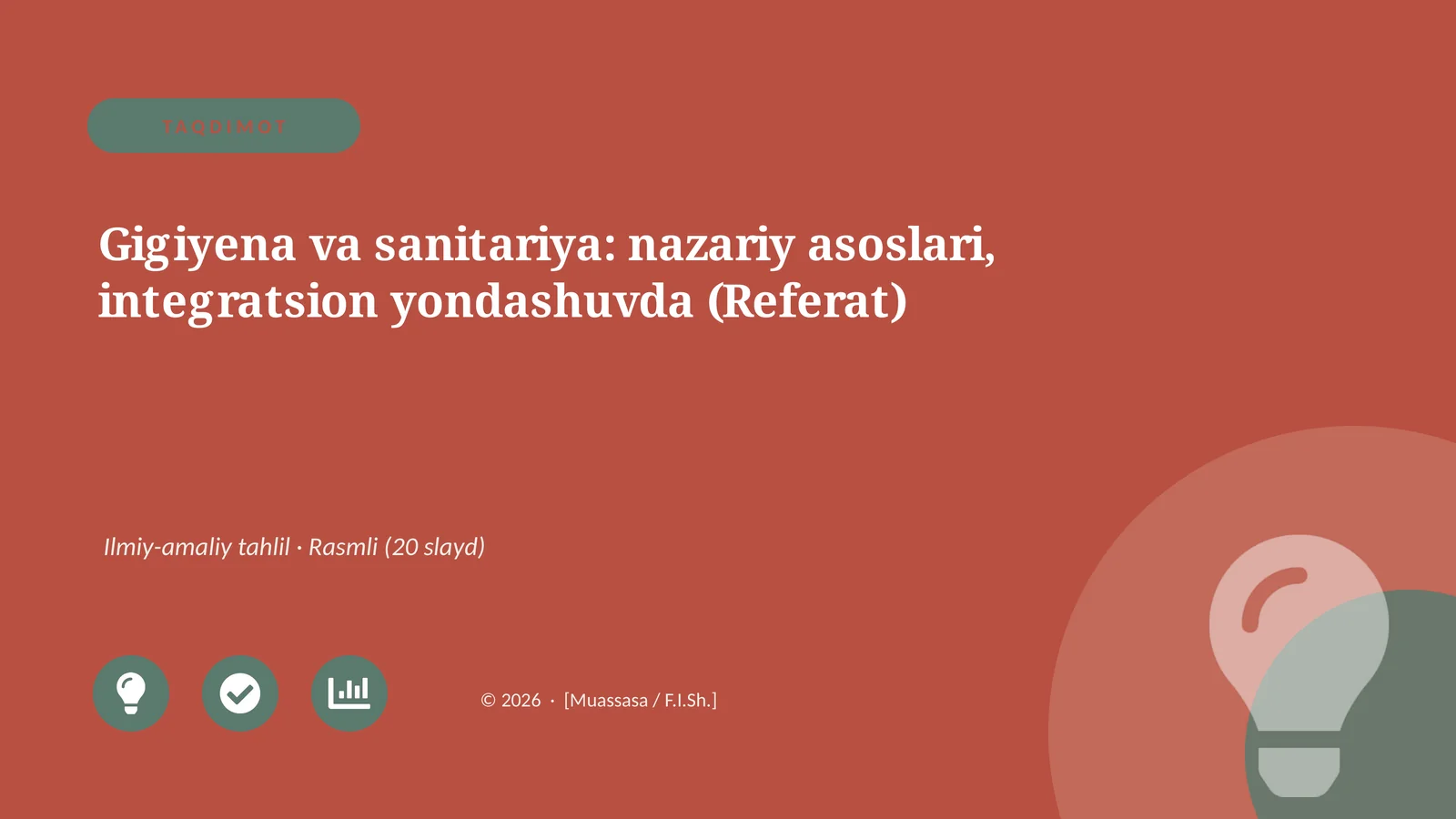 Gigiyena va sanitariya: nazariy asoslari, integratsion yondashuvda (Referat)