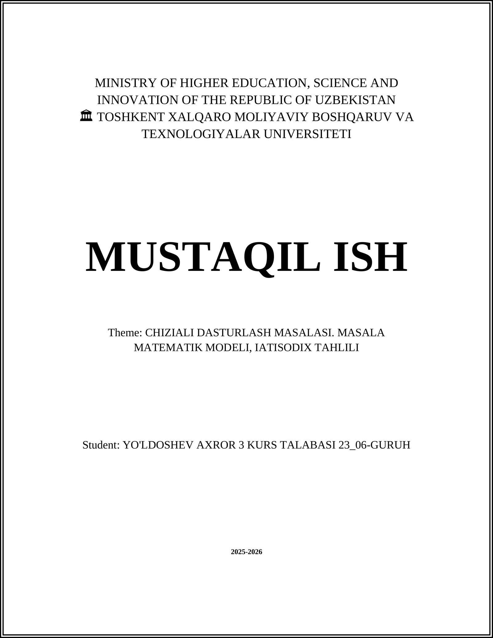 CHIZIALI DASTURLASH MASALASI