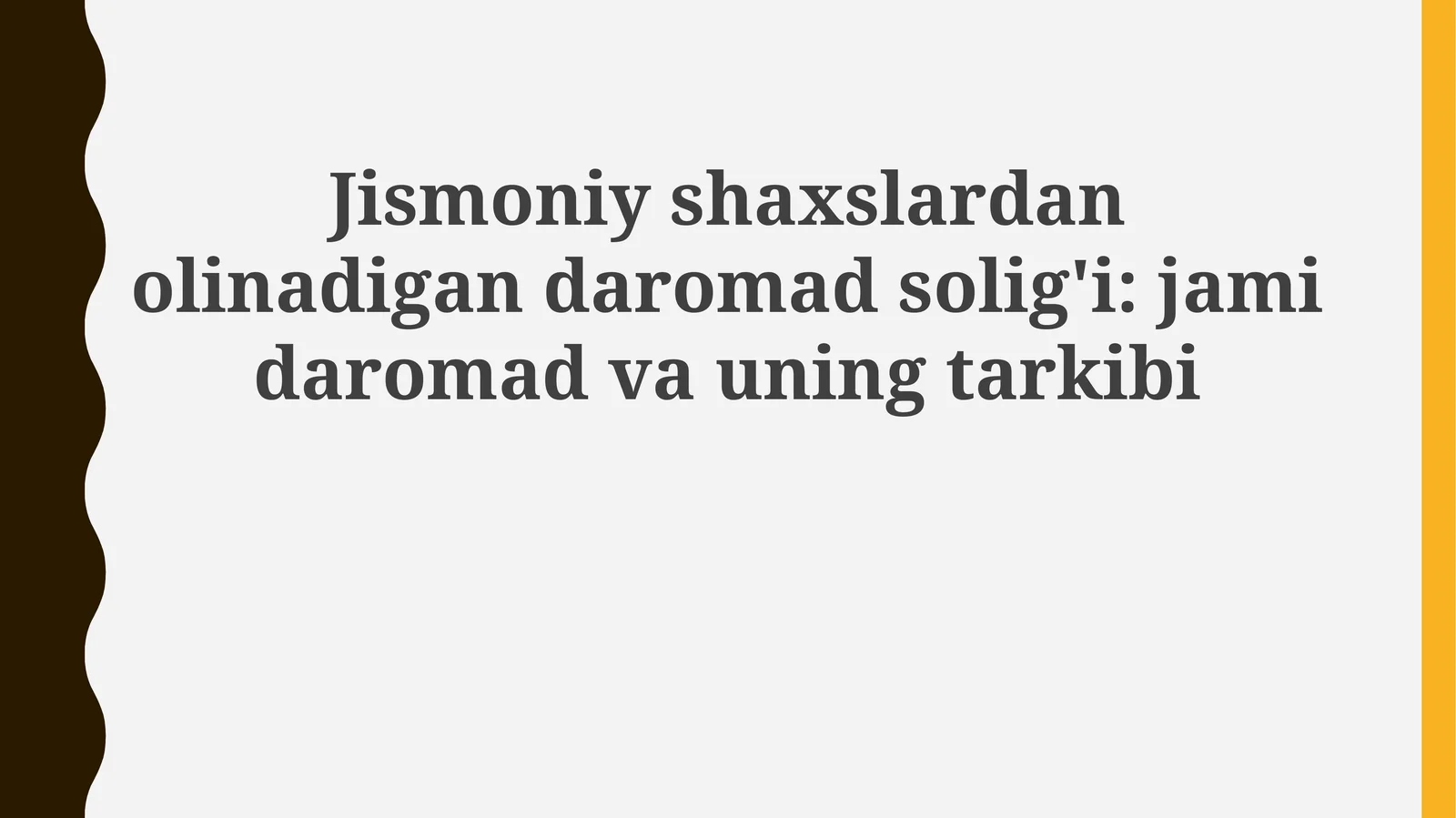 Jismoniyshaxslardanolinadigandaromadsolig'i:jamidaromadvauningtarkibi