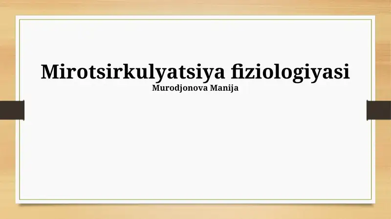 Mirotsirkulyatsiya fiziologiyasi