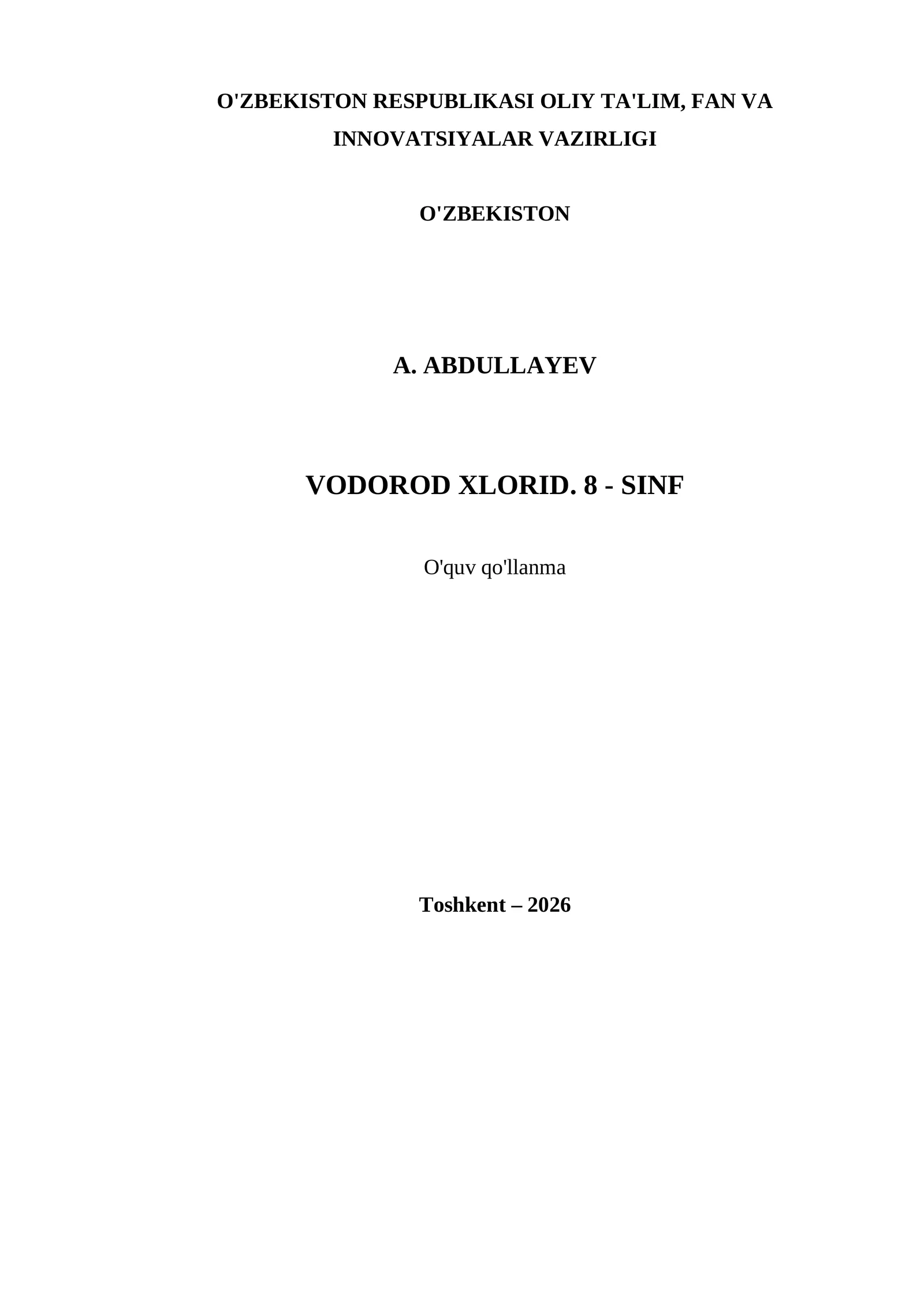 VODOROD XLORID. 8 - SINF