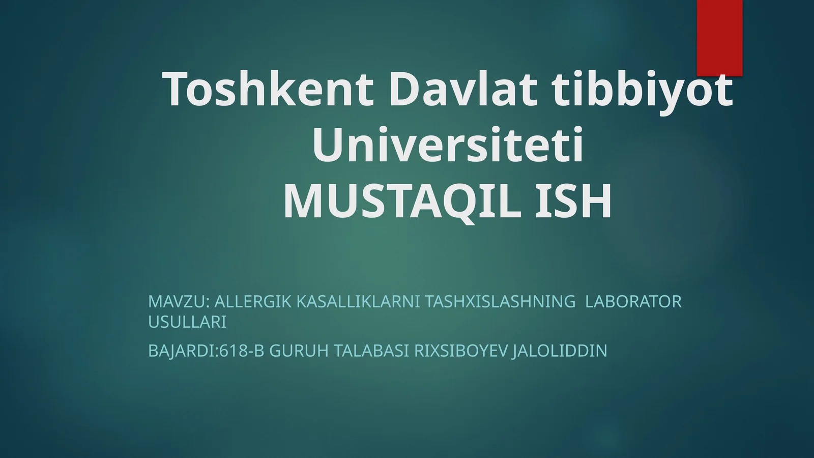 Allergologis kasalliklarni tashxislash