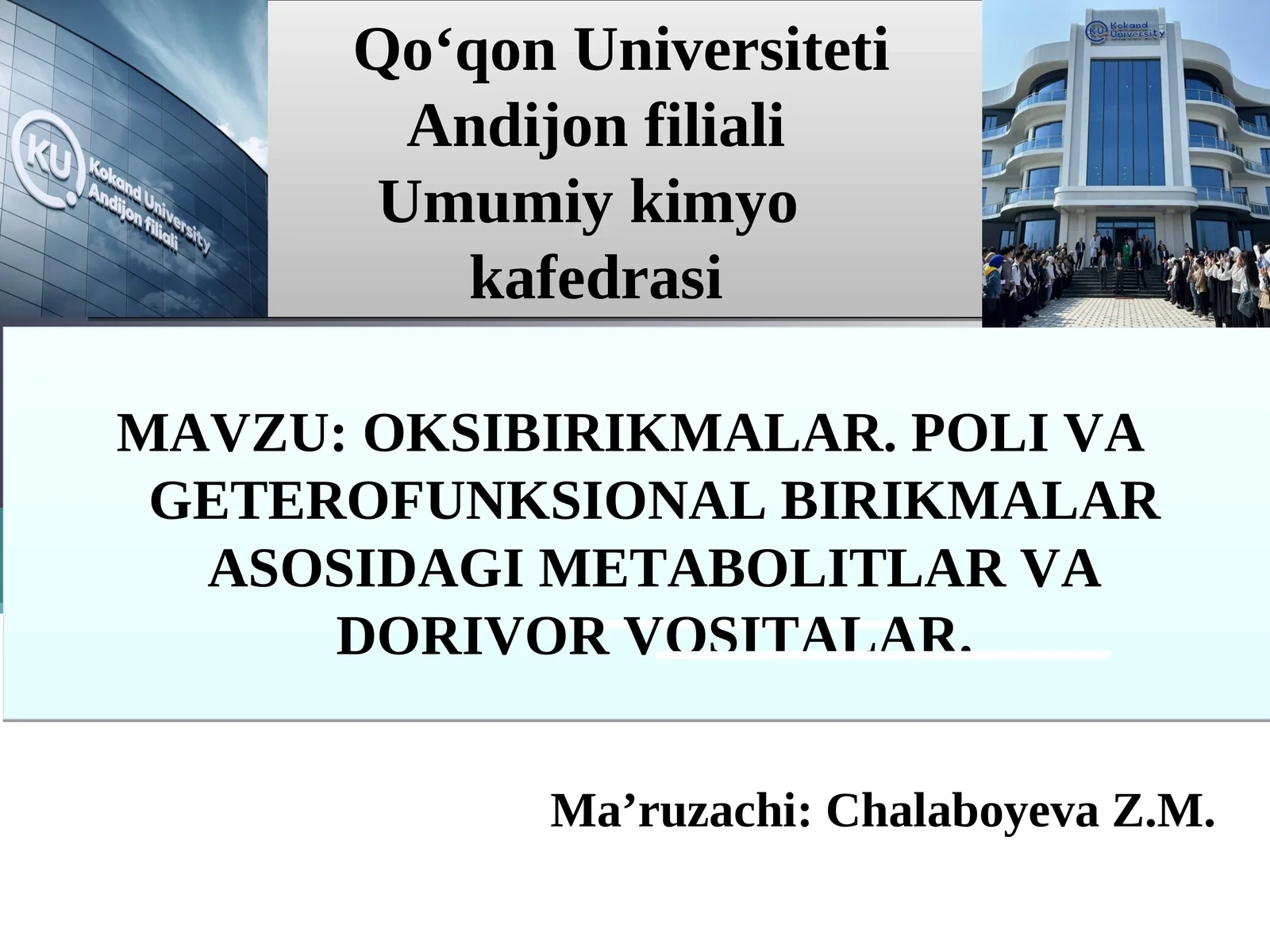 OKSIBIRIKMALAR. POLI VA GETEROFUNKSIONAL BIRIKMALAR ASOSIDAGI METABOLITLAR VA DORIVOR VOSITALAR
