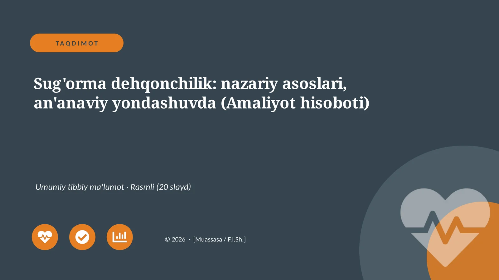 Sug'orma dehqonchilik: nazariy asoslari, an'anaviy yondashuvda (Amaliyot hisoboti)