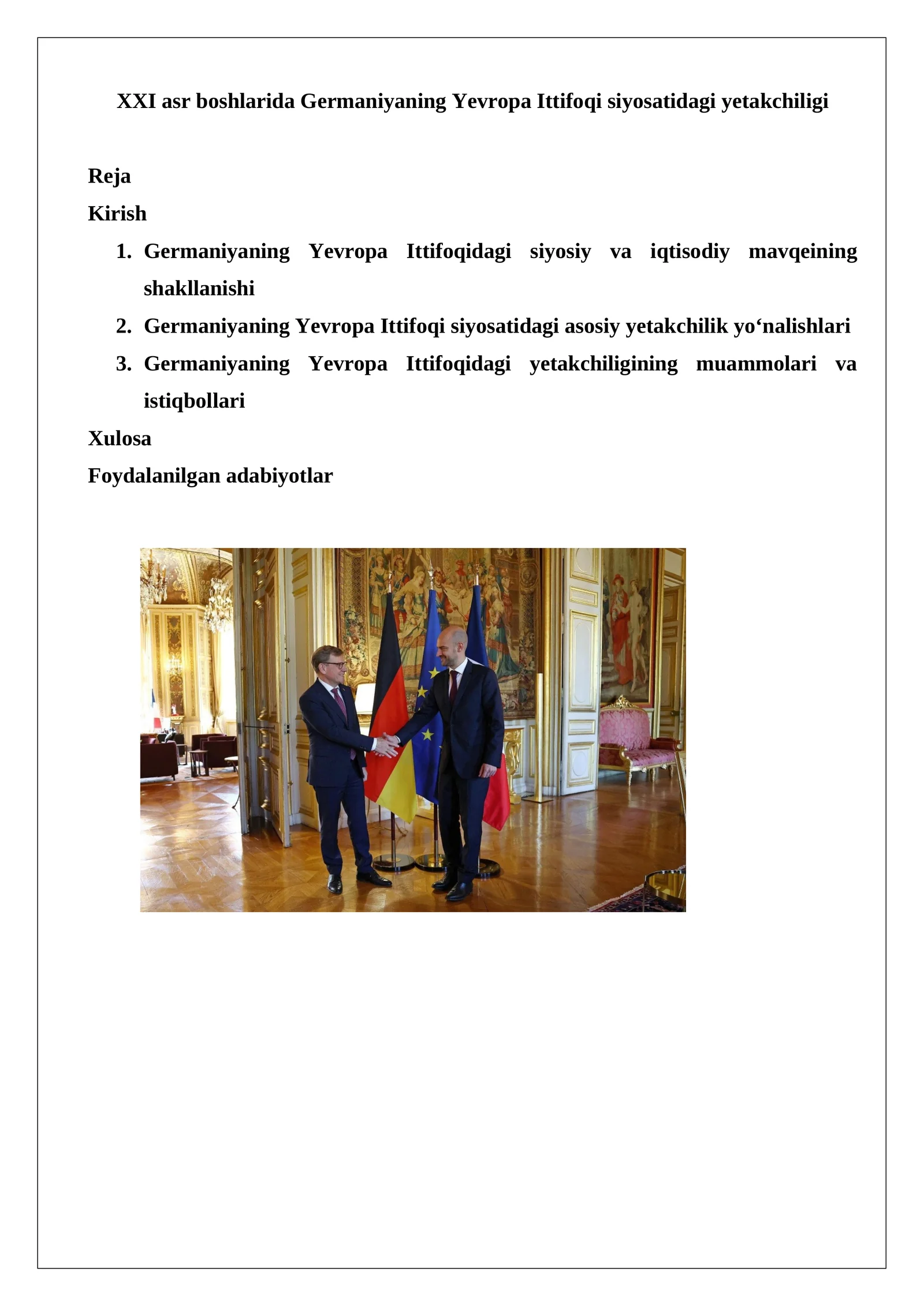 XXI asr boshlarida Germaniyaning Yevropa Ittifoqi siyosatidagi yetakchiligi