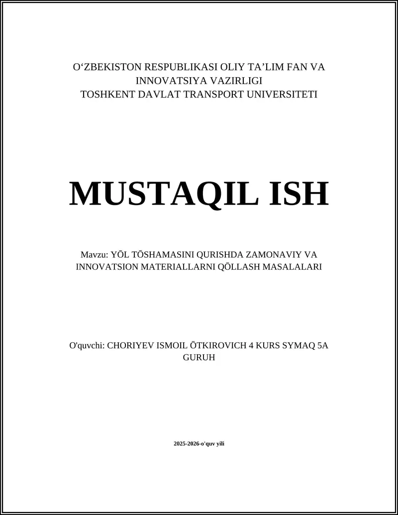 Polimer-beton va polimer-asfalt kompozitlarining yo‘l toshamasi qatlamlarida qo‘llanilishi