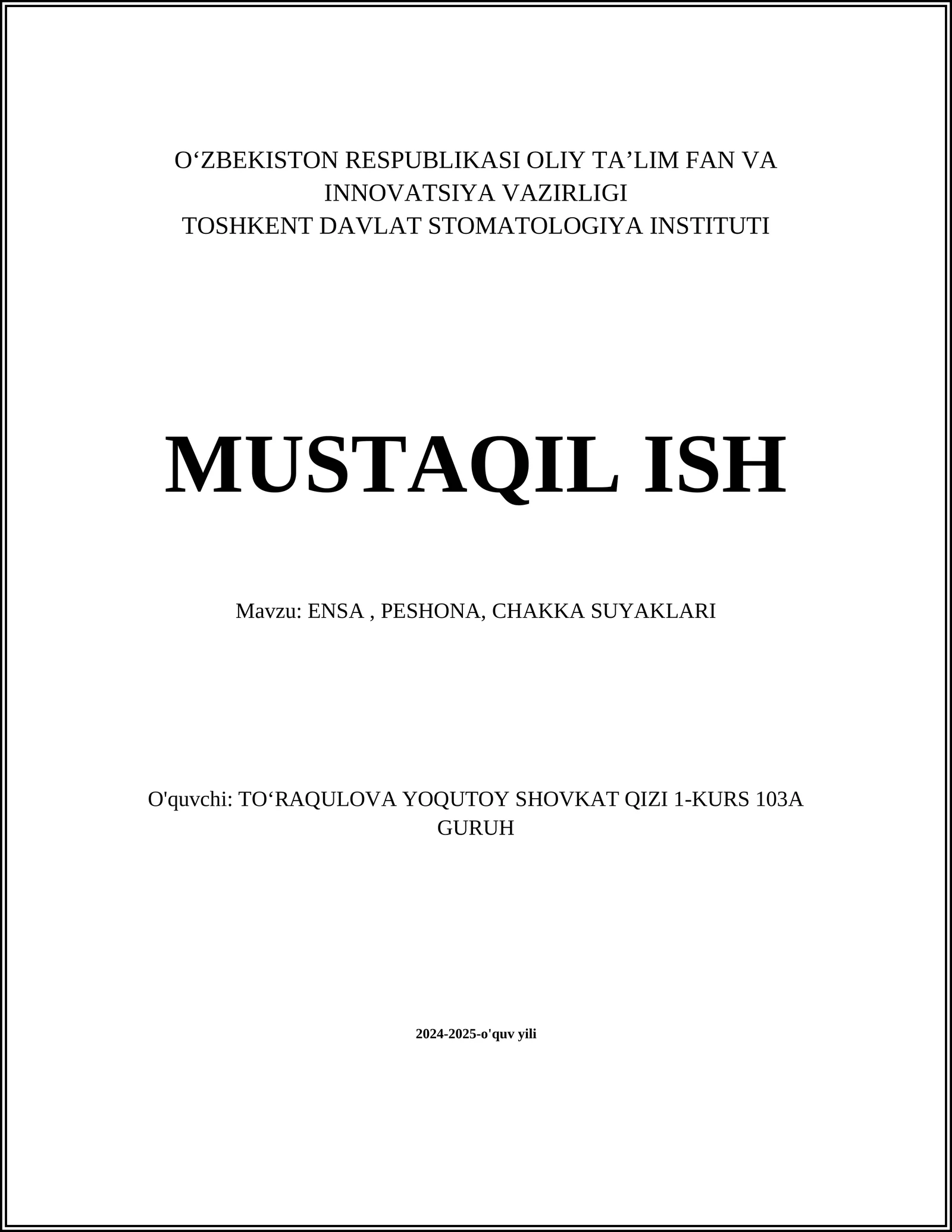 ENSA - Oziqlanish tartibi