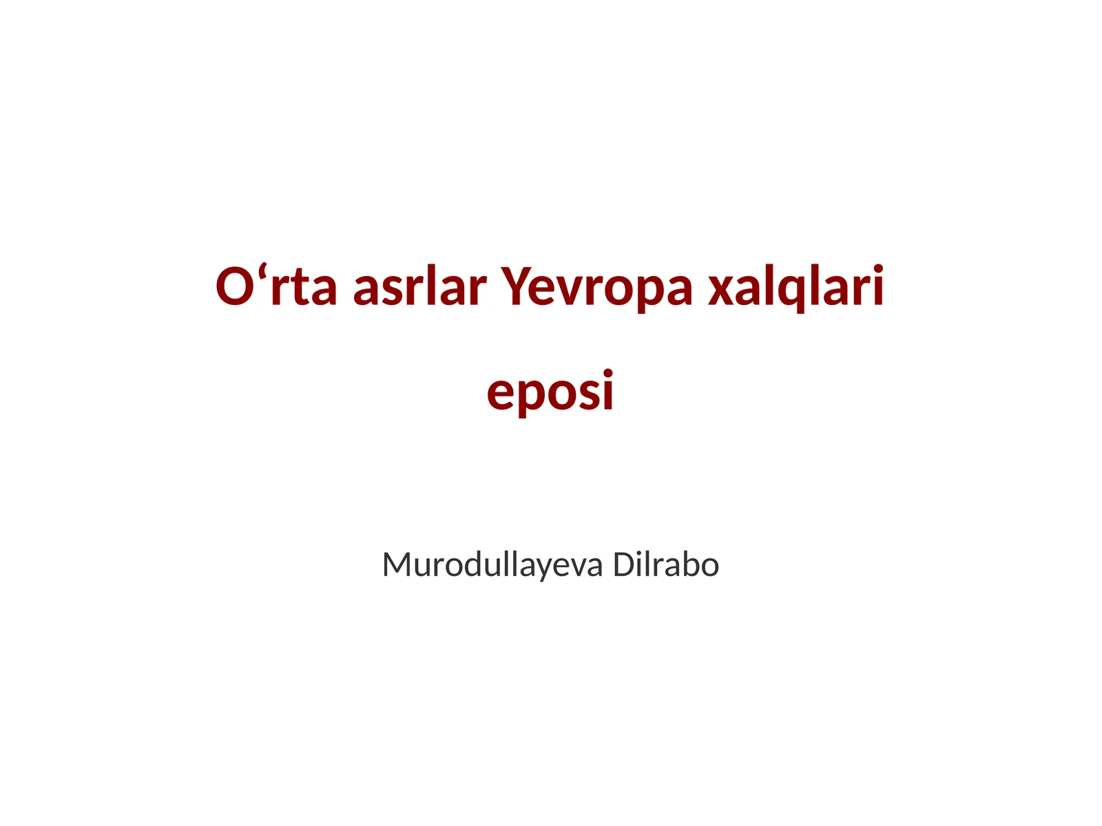 Oʻrta asrlar Yevropa xalqlari eposi