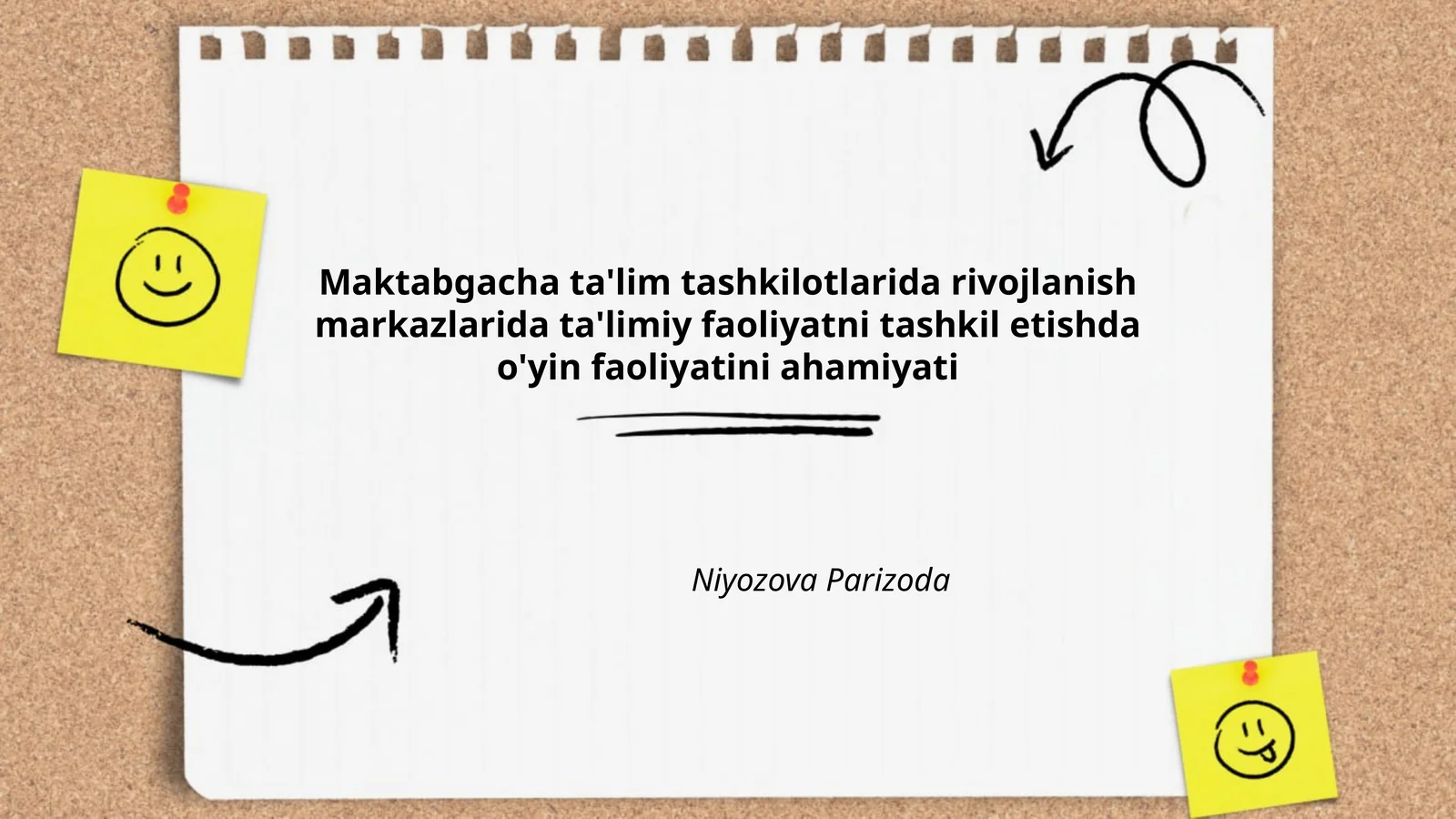 Maktabgacha ta'lim tashkilotlarida rivojlanish markazlarida ta'limiy faoliyatni tashkil etishda o'yin faoliyatini ahamiyati