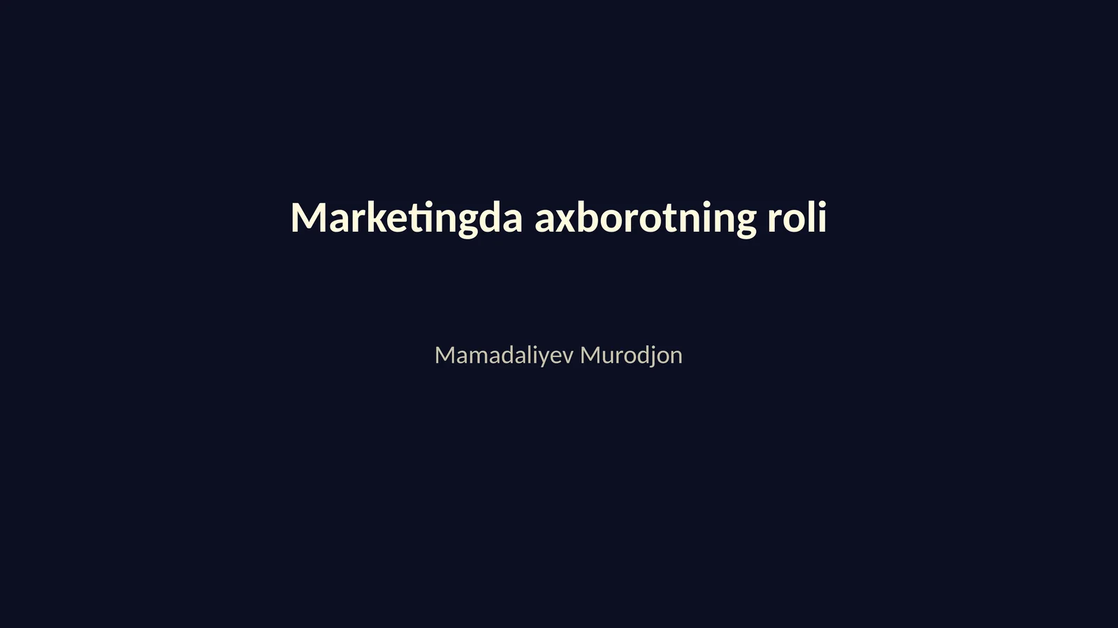 Marketingda axborotning roli