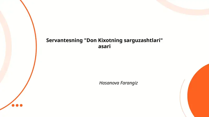 Servantesning "Don Kixotning sarguzashtlari" asari