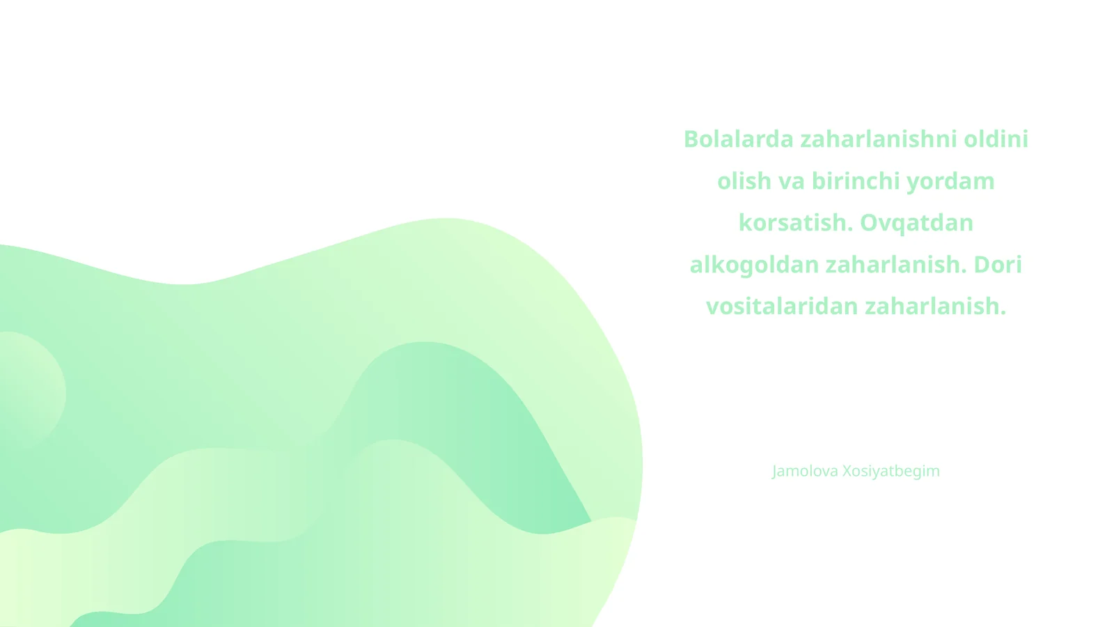 Bolalarda zaharlanishni oldini olish va birinchi yordam korsatish