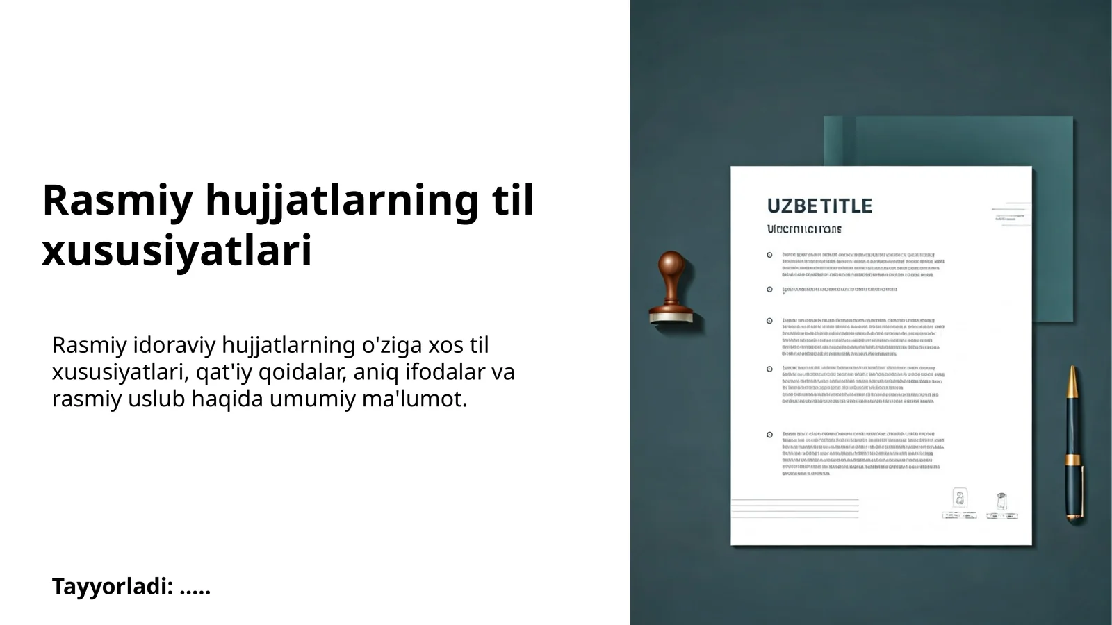 Rasmiy hujjatlarning til xususiyatlari