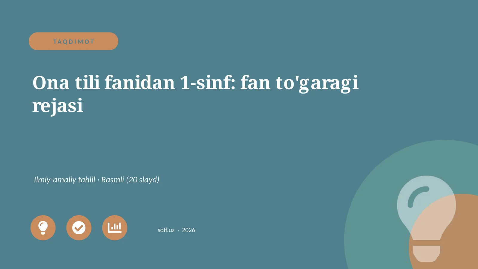 Ona tili fanidan 1-sinf: fan to'garagi rejasi