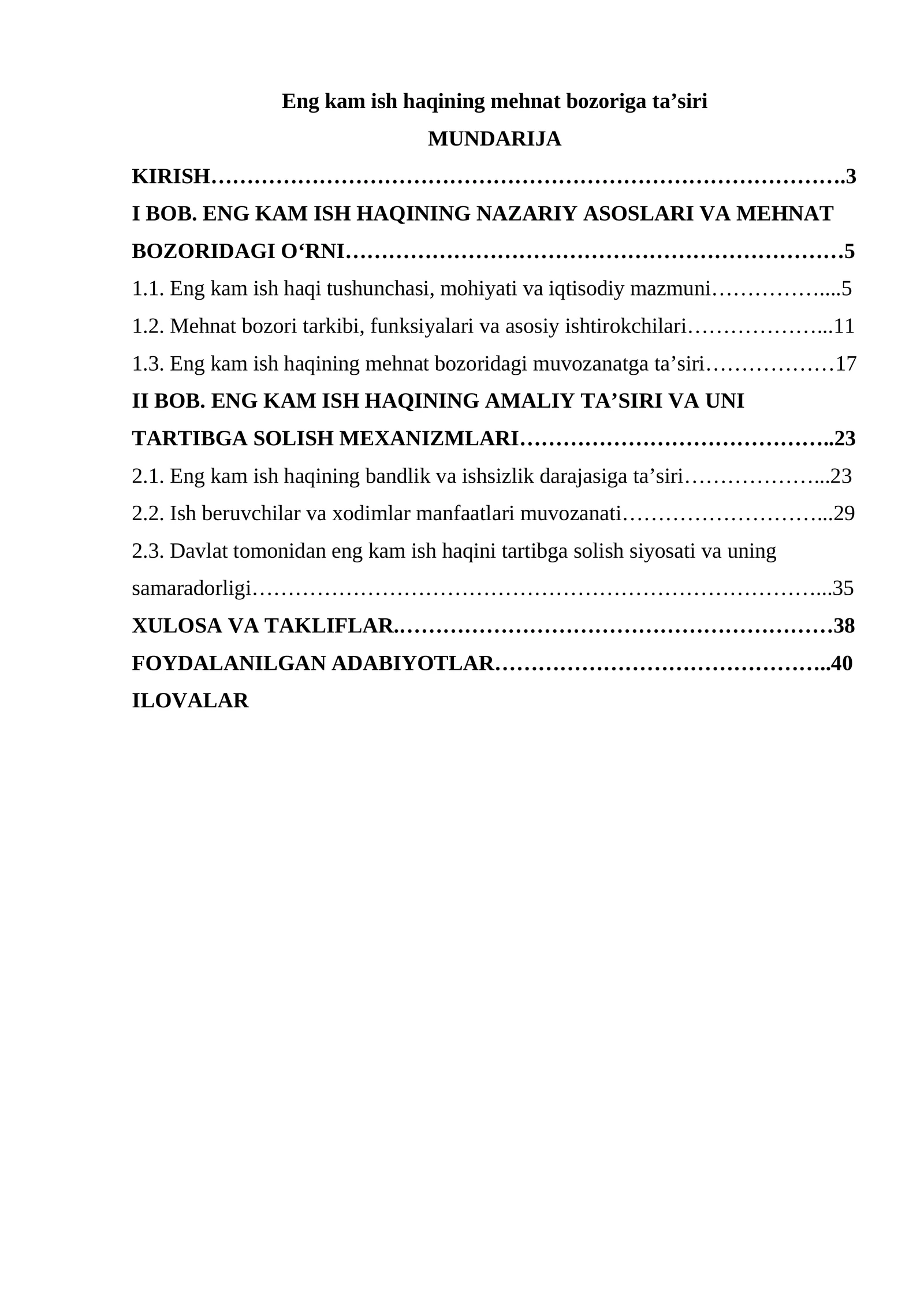 Eng kam ish haqining mehnat bozoriga taʼsiri