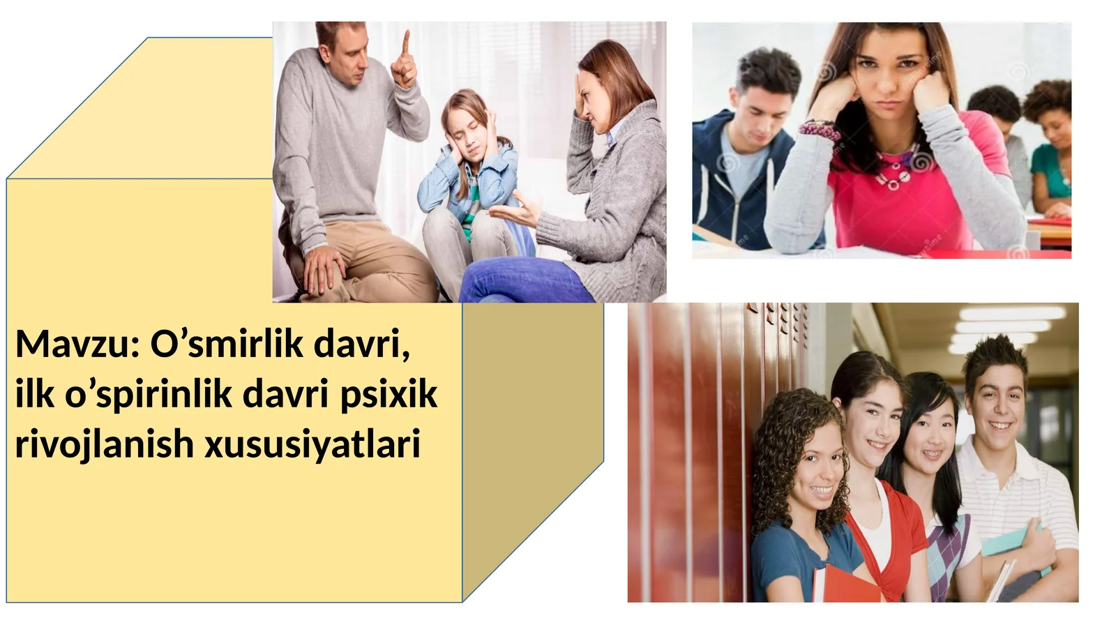 O’smirlik davri, ilk o’spirinlik davripsixik rivojlanish xususiyatlari