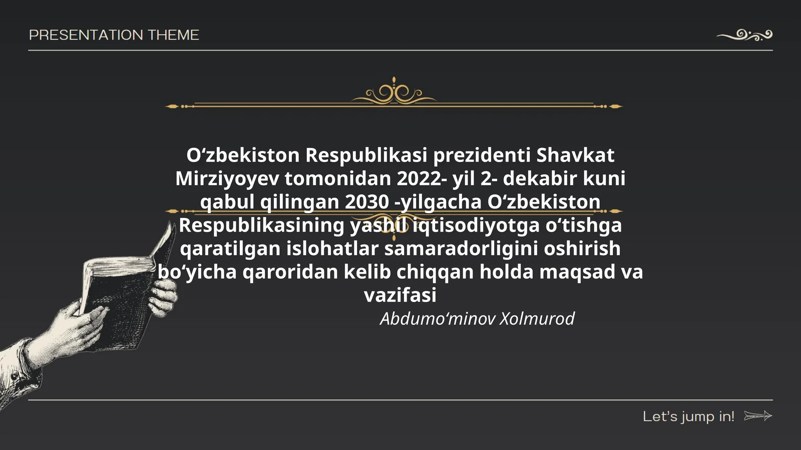 O'zbekiston Respublikasining Yashil Iqtisodiyotga O'tishga Qaratilgan Islohatlar